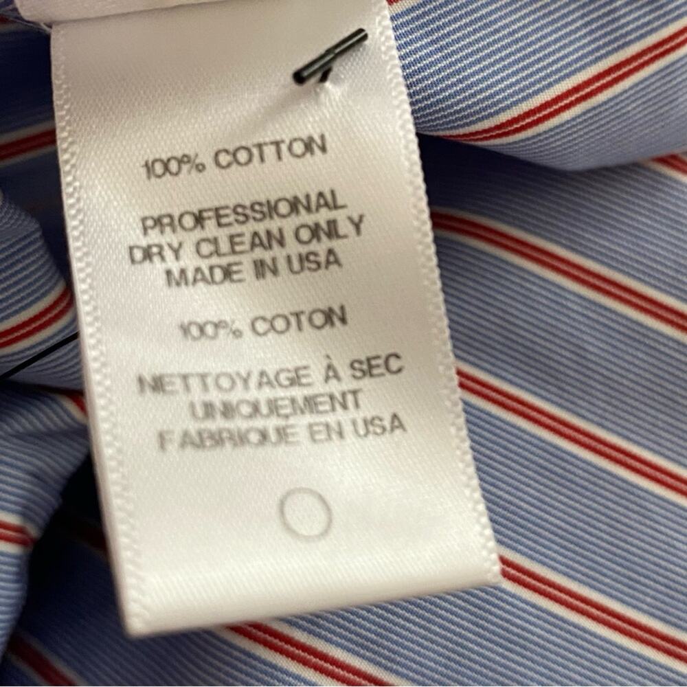 Rosetta Getty Striped Poplin Fold-Over Blouse Blue Red White stripe size 0 - Picture 8 of 9